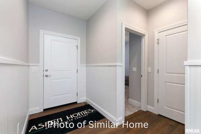 doorway to outside with dark wood-type flooring