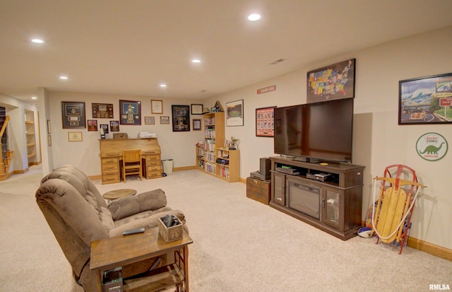 living room featuring carpet