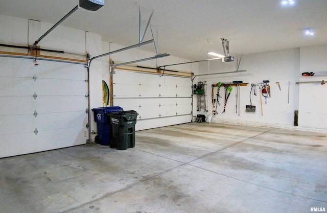 garage with a garage door opener