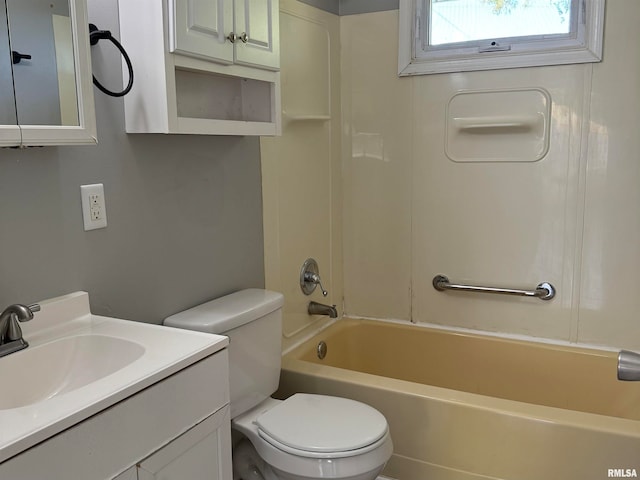 full bathroom with vanity, toilet, and shower / bathing tub combination