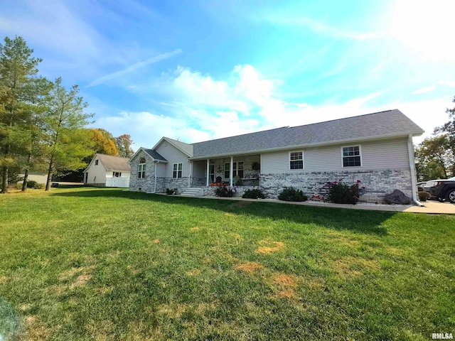 view of front of home with a front yard