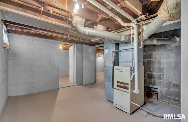 basement with heating unit