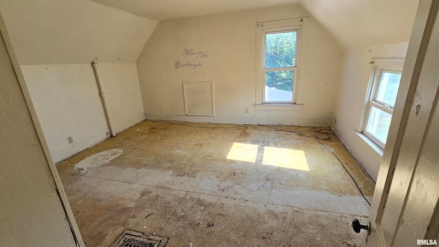 bonus room featuring lofted ceiling