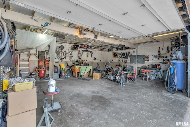 107 Hilltop St, Colona, IL 61241 - garage featuring a workshop area and a garage door opener