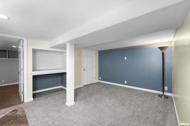 basement featuring carpet floors