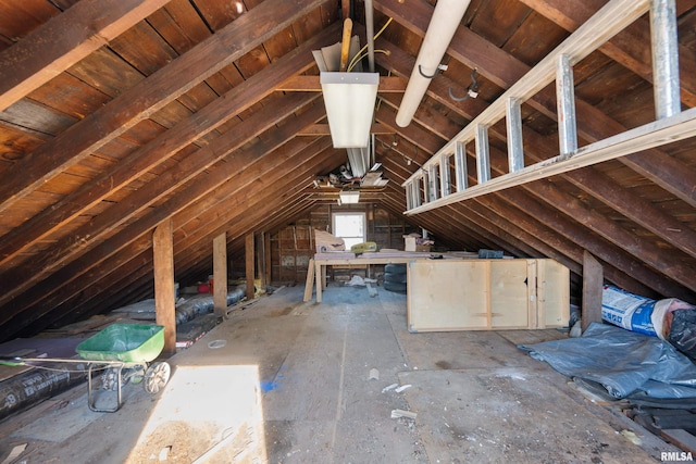 view of unfinished attic