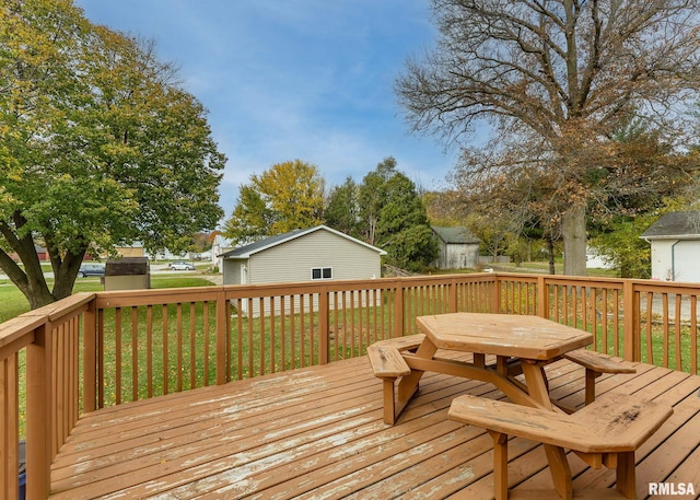 deck with a lawn