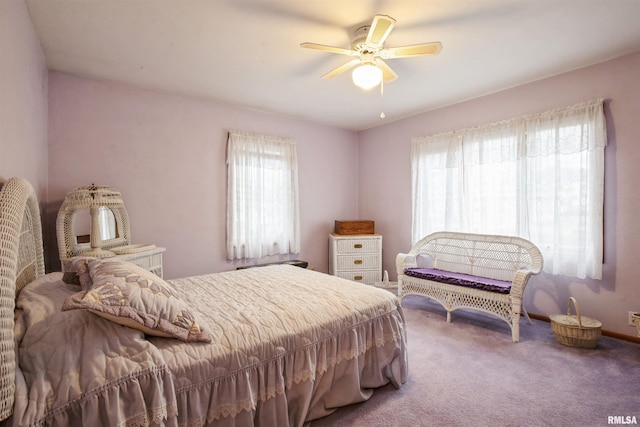 bedroom with carpet flooring and ceiling fan