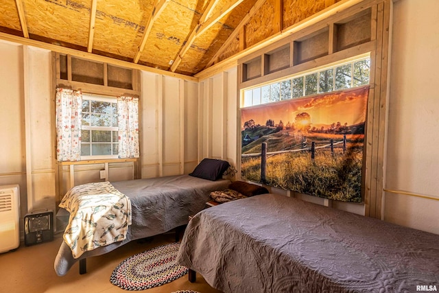 bedroom featuring vaulted ceiling