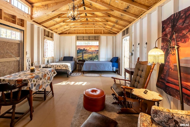 bedroom with vaulted ceiling