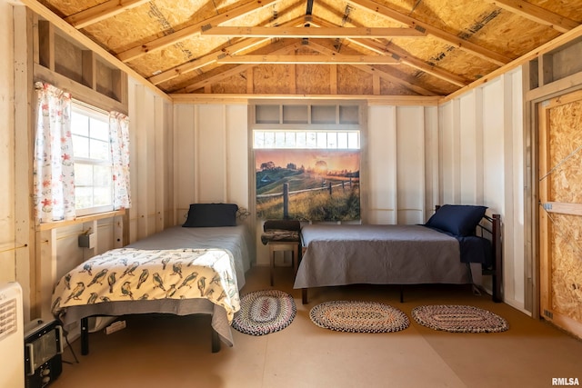 bedroom with vaulted ceiling