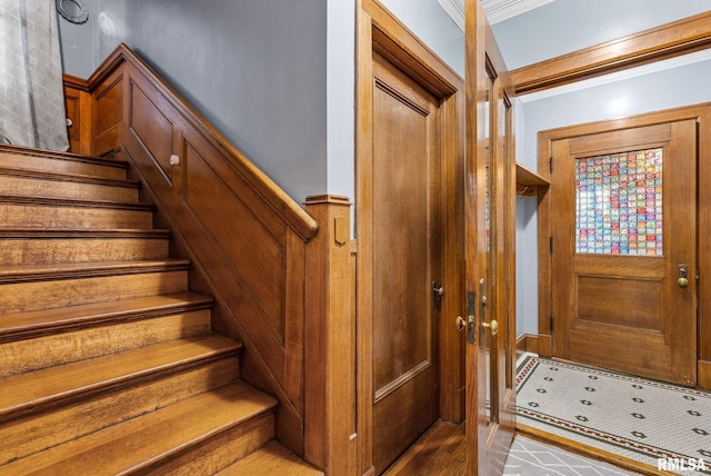 interior space with ornamental molding