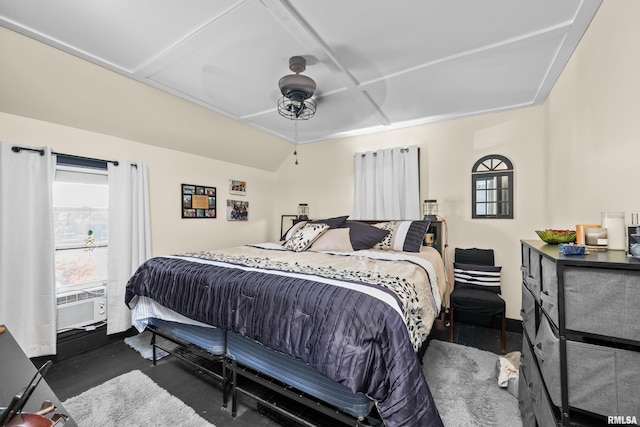 bedroom featuring ceiling fan and cooling unit