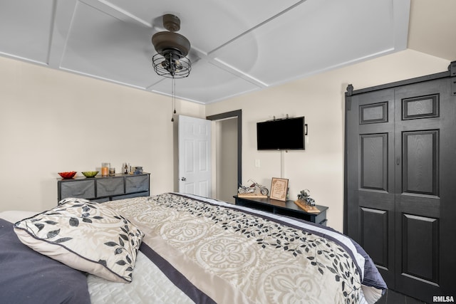 bedroom with a closet and ceiling fan