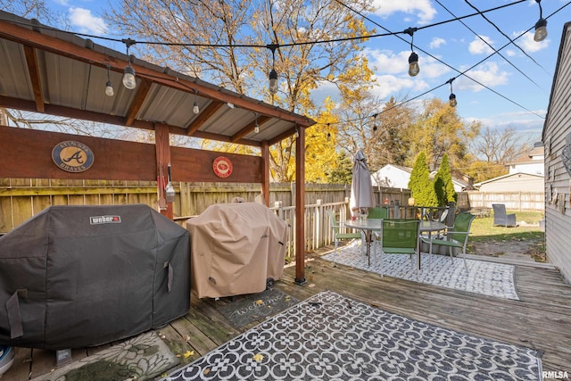 deck featuring grilling area