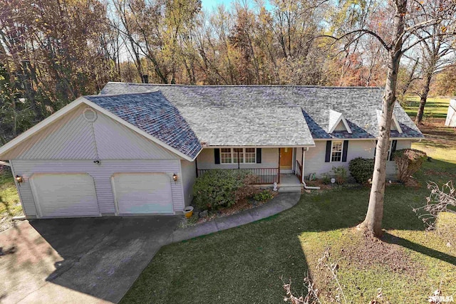 2115 Weaver Rd, Herrin, IL 62948 - ranch-style house with a front yard, a garage, and a porch