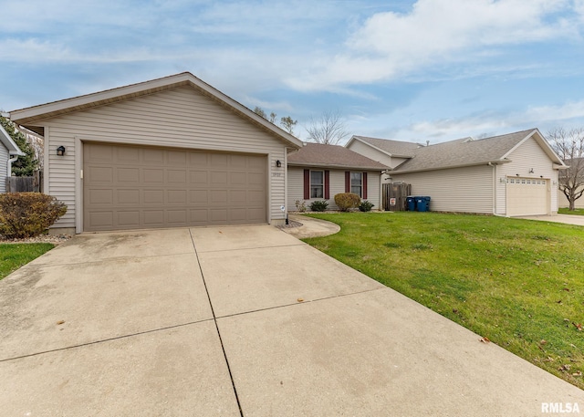 single story home with a front lawn