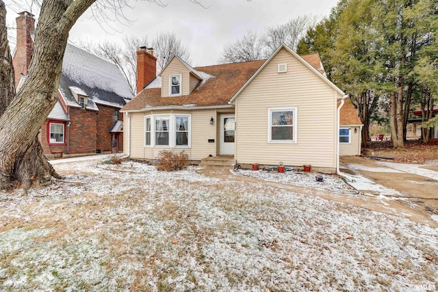 view of snow covered property