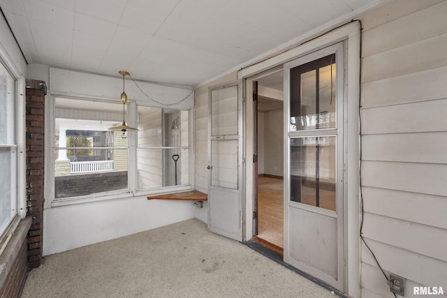 view of unfurnished sunroom