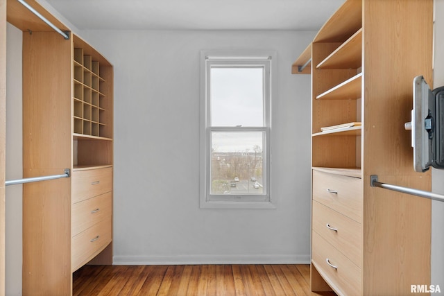 walk in closet featuring hardwood / wood-style floors