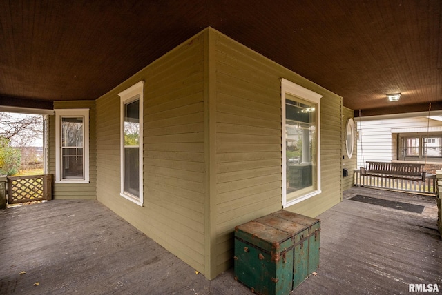 wooden deck featuring a porch