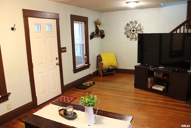 foyer featuring wood-type flooring