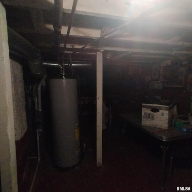 basement featuring water heater