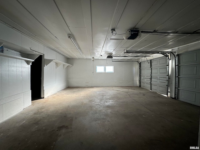 garage with a garage door opener