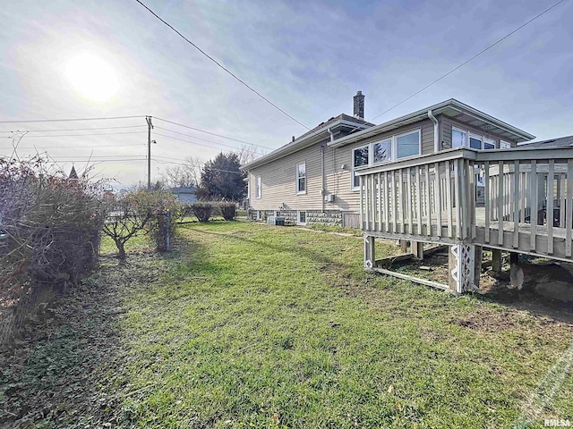 view of yard with a deck