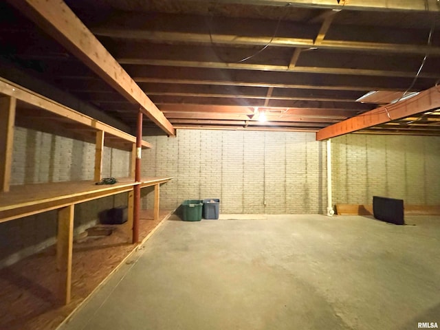 basement featuring a workshop area