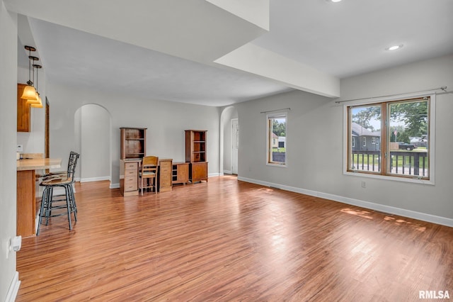 living room featuring light wood-type flooring