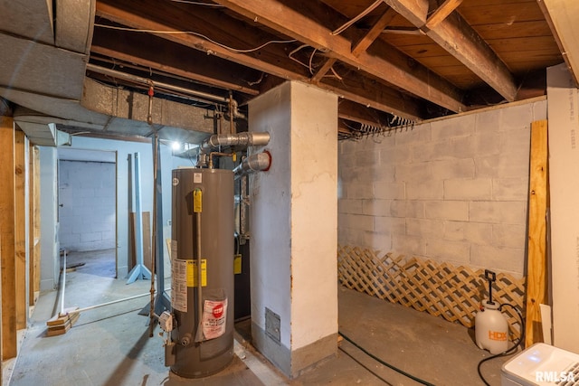 basement with gas water heater