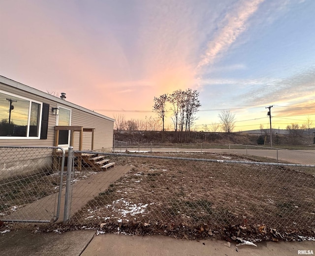 view of yard at dusk