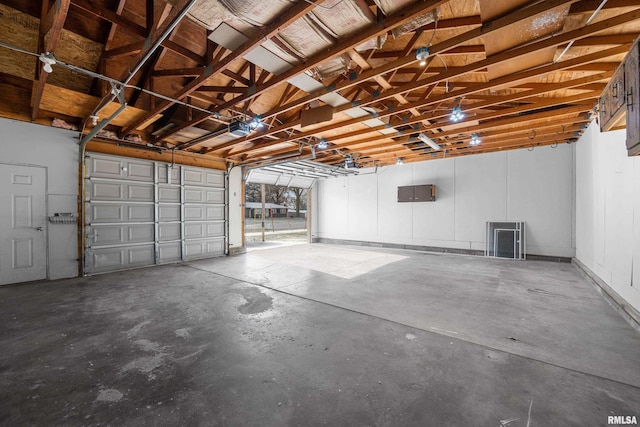 garage with a garage door opener