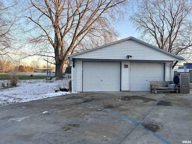 view of snow covered garage