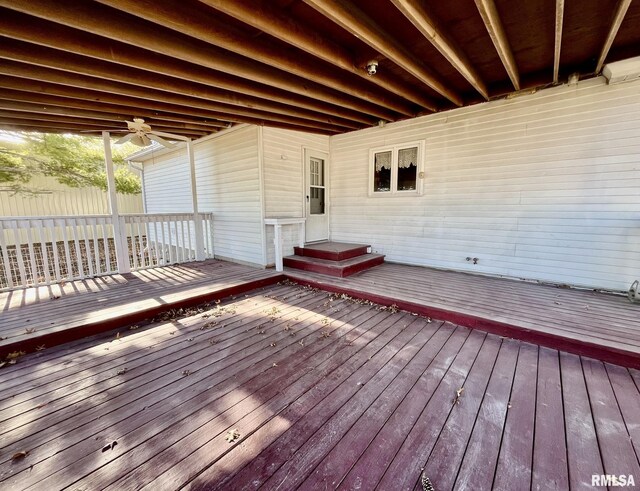 1812 E 1650th St, Paloma, IL 62359 - wooden terrace featuring ceiling fan