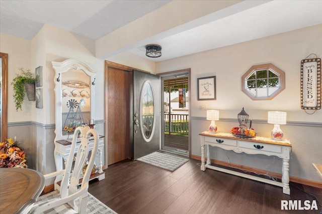 foyer featuring dark wood-type flooring