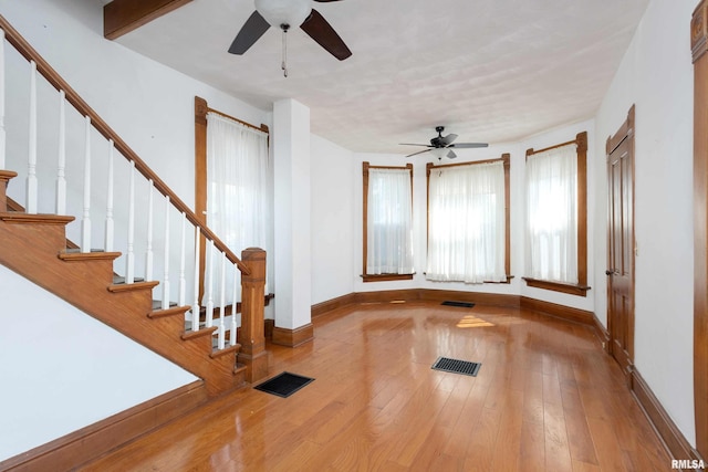 interior space featuring ceiling fan and hardwood / wood-style flooring