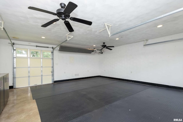 garage with ceiling fan