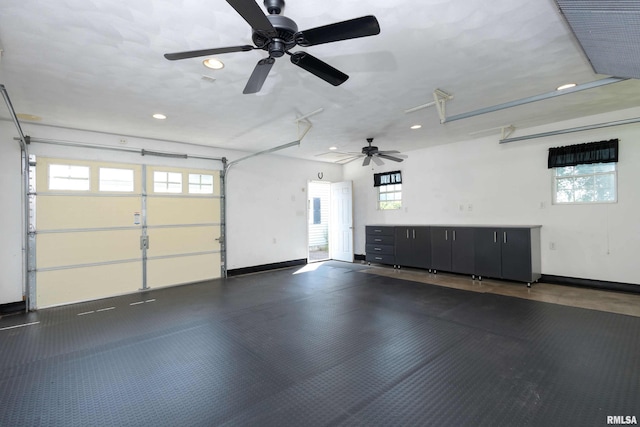 garage featuring ceiling fan