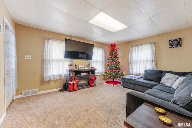 carpeted living room featuring plenty of natural light