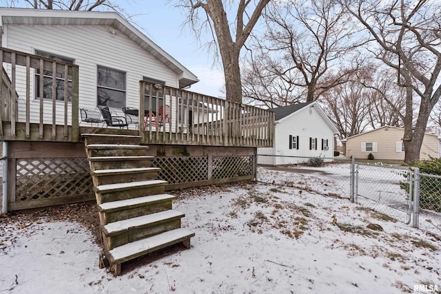 exterior space featuring a wooden deck