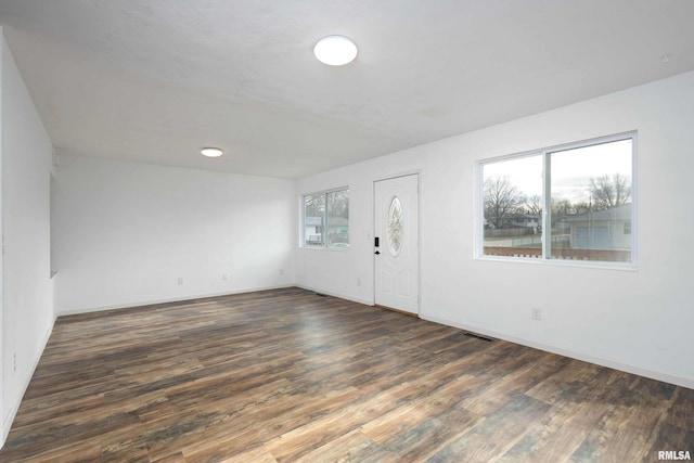 foyer entrance featuring dark hardwood / wood-style floors