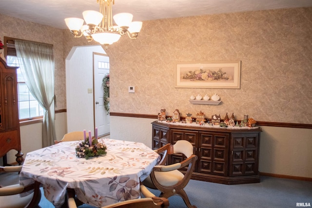 dining room featuring an inviting chandelier