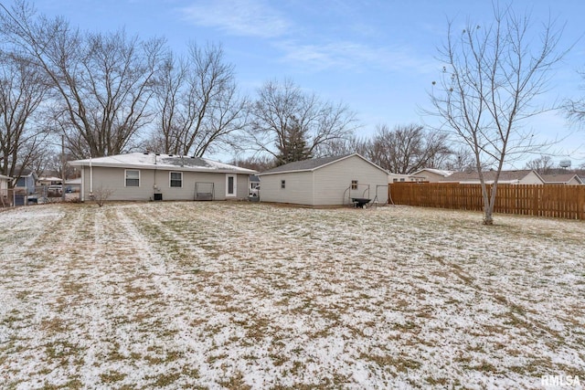 view of snow covered property