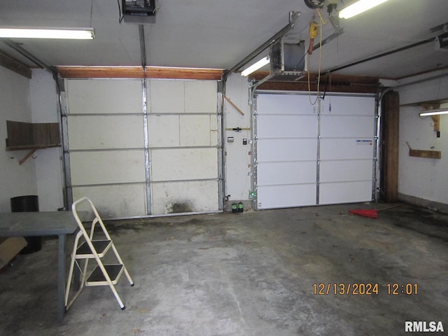 garage with a garage door opener