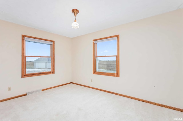 spare room featuring carpet flooring and plenty of natural light