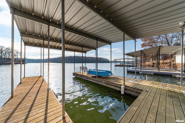 view of dock featuring a water view