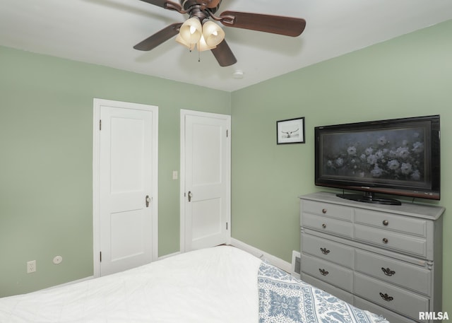 bedroom featuring ceiling fan