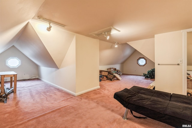 bonus room featuring carpet and lofted ceiling